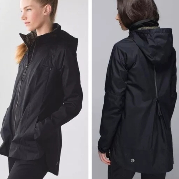 Lululemon Fo Drizzle waterproof rain jacket zipper along back black XS small - Picture 1 of 11
